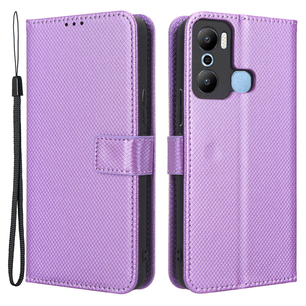 For Infinix Hot 20 Play 4G Diamond Texture PU Leather Wallet Cover Stand Smartphone Case For Infinix Hot 20 Play 4G Diamond Texture PU Leather Wallet Cover Stand Smartphone Case